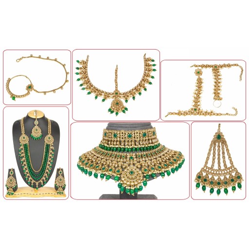 Desirable With Ethnic Work Polki Bridal Set Adorned With Crystal Ad