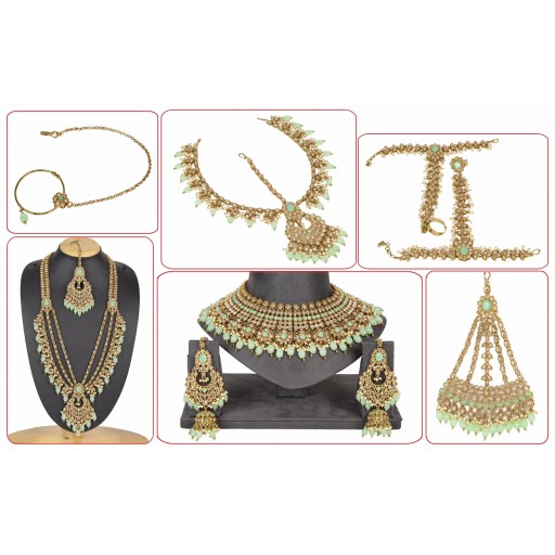 Exclusive With Ethnic Work Polki Bridal Set Decorated With Crystal Ad