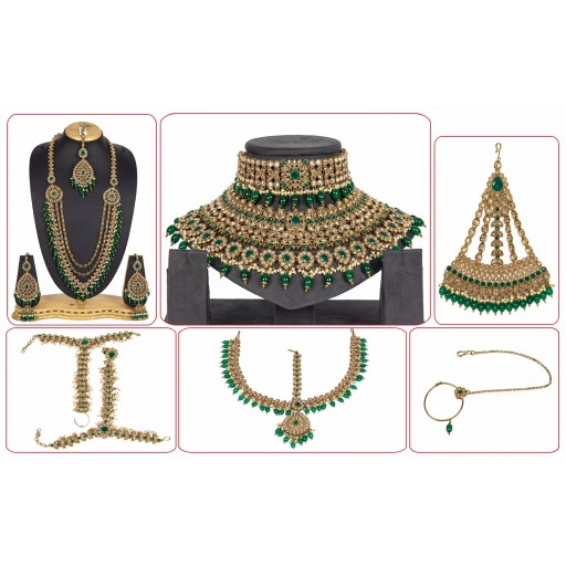 Fascinating With Designer Stone Work Polki Bridal Set Adorned With Crystal Ad