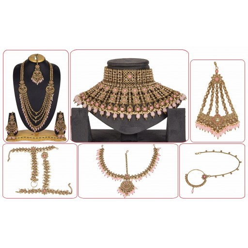 Glorious With Party Wear Designer Work Polki Bridal Set Decorated With Crystal Ad