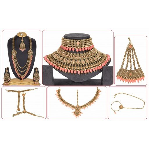 Pleasant With Western Look Designer Work Polki Bridal Set Embellished With Crystal Ad