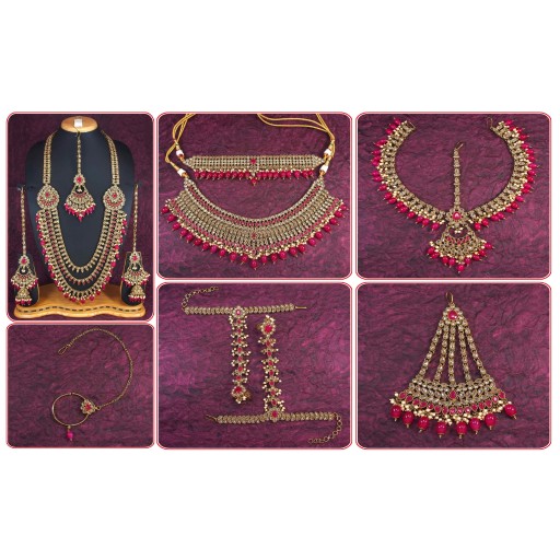 Prepossessing With Western Look Designer Work Polki Bridal Set Decorated With Crystal Ad
