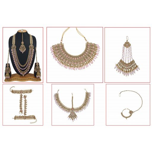 Elegant With Designer Stone Work Polki Bridal Set Studded With Reverse Ad