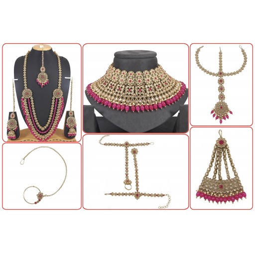 Alluring With Ethnic Work Polki Bridal Set Studded With Crystal Ad