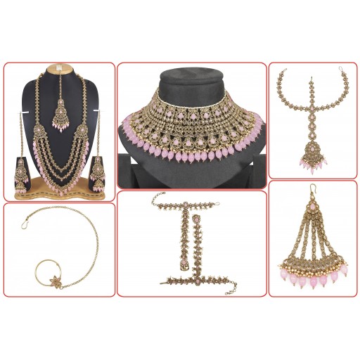 Attractive With Traditional Work Polki Bridal Set Decorated With Crystal Ad