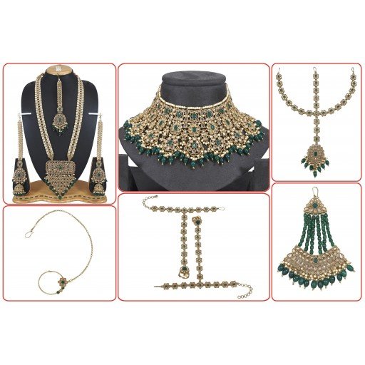 Charming With Designer Stone Work Polki Bridal Set Decorated With Crystal Ad