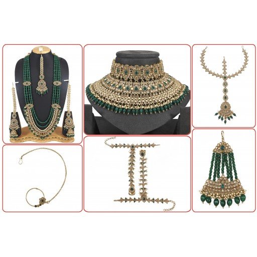 Fascinating With Designer Stone Work Polki Bridal Set Adorned With Crystal Ad