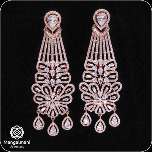 Presentable White Coloured With Western Look Designer Work CZ Earrings Adorned With Cubic Zirconia