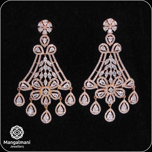 Stunning White Coloured With Western Look Designer Work CZ Earrings Embellished With Cubic Zirconia