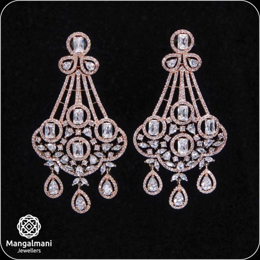 Desirable White Coloured With Western Look Designer Work CZ Earrings Adorned With Cubic Zirconia