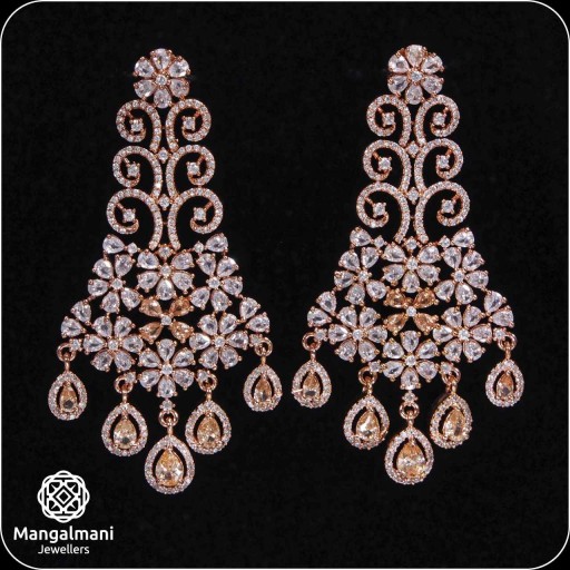 Engaging White Coloured With Western Look Designer Work CZ Earrings Embellished With Cubic Zirconia
