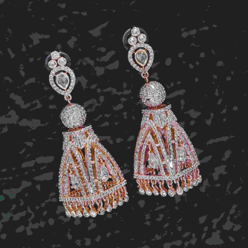 Glorious White Coloured With Party Wear Designer Work CZ Earrings Decorated With Cubic Zirconia