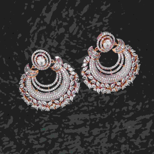 Prepossessing White Coloured With Western Look Designer Work CZ Earrings Decorated With Cubic Zirconia