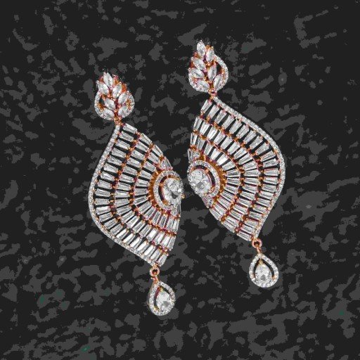 Presentable White Coloured With Western Look Designer Work CZ Earrings Adorned With Cubic Zirconia