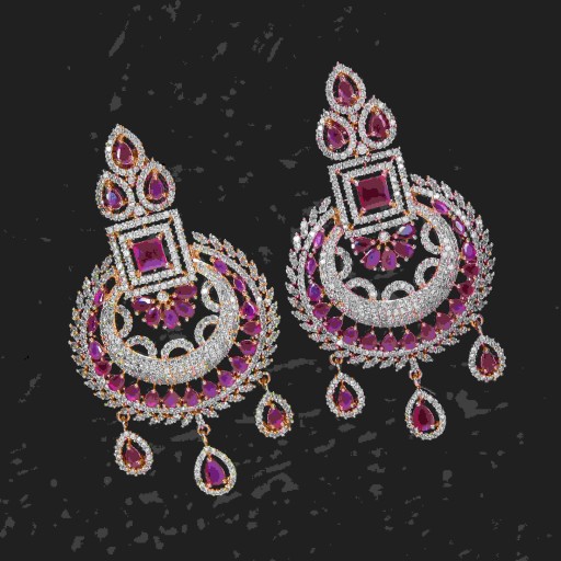 Radiant Rani Coloured With Western Look Designer Work CZ Earrings Decorated With Cubic Zirconia