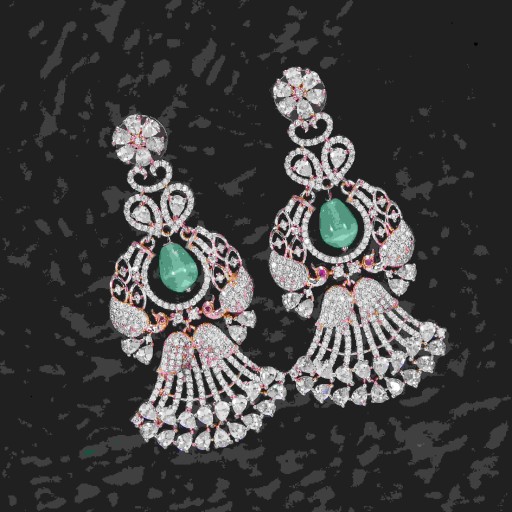 Ravishing White and Mint Coloured With Party Wear Designer Work CZ Earrings Adorned With Cubic Zirconia