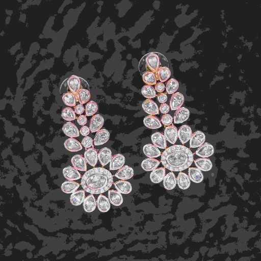 Stunning White Coloured With Western Look Designer Work CZ Earrings Embellished With Cubic Zirconia