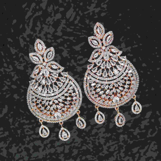 Desirable White Coloured With Western Look Designer Work CZ Earrings Adorned With Cubic Zirconia