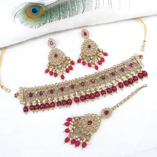 Alluring Designer Handmade Polki Necklace Set  