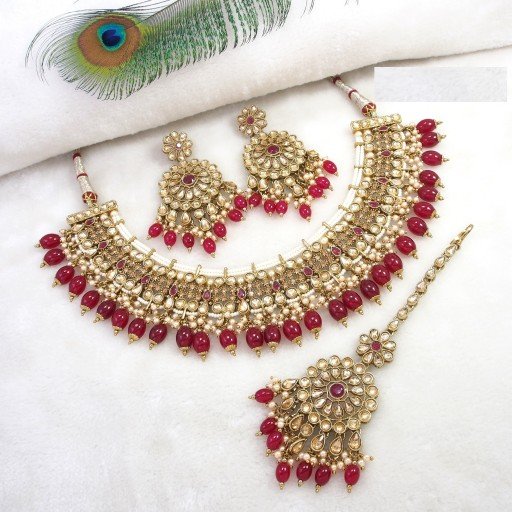 Charismatic Designer Handmade Polki Necklace Set  