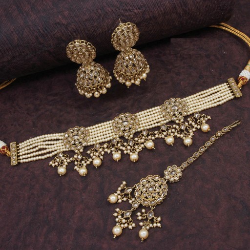Marvellous Designer Handmade Polki Necklace Set  