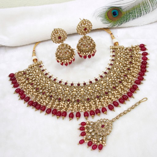 Pretty Designer Handmade Polki Necklace Set  