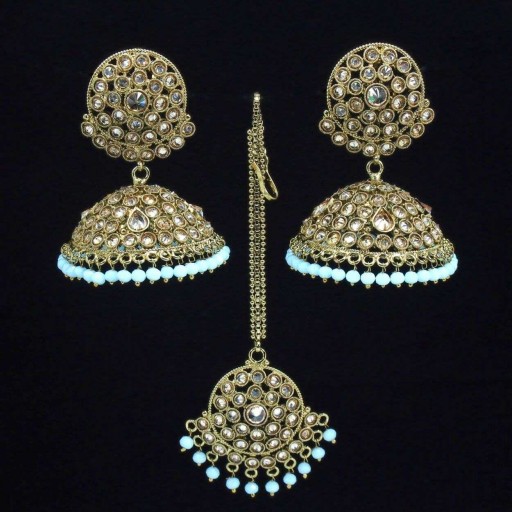 Exclusive Ethnic AD Jhumki Earrings And Tikka Set