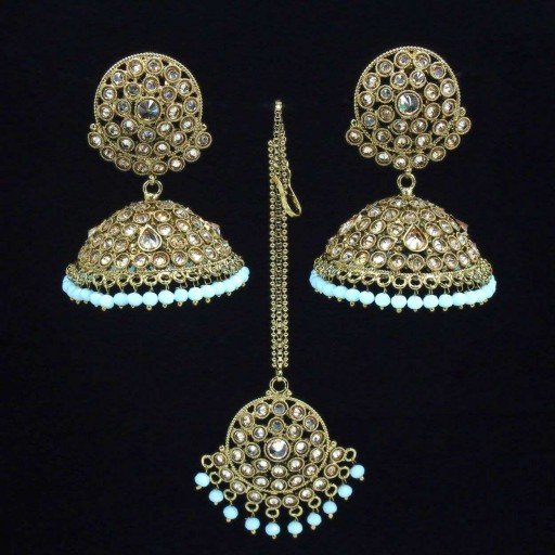 Exclusive Ethnic AD Jhumki Earrings And Tikka Set