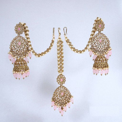 Antique Polki Jhumki And Tikka Set