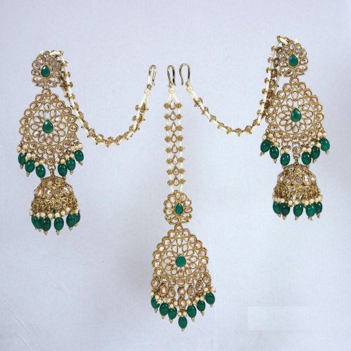 Captivating Polki Jhumki And Tikka Set