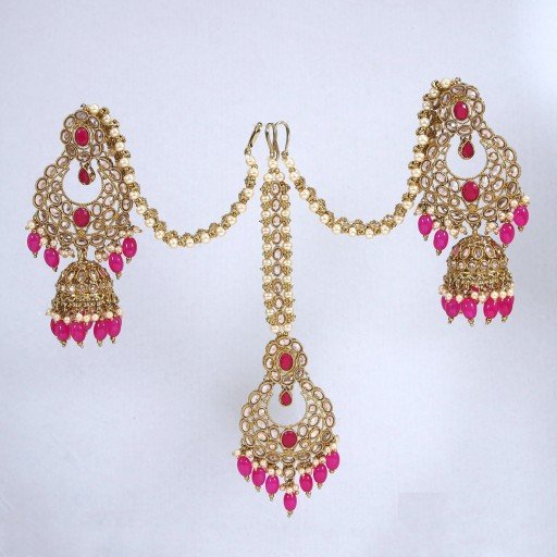 Desirable Polki Jhumki And Tikka Set