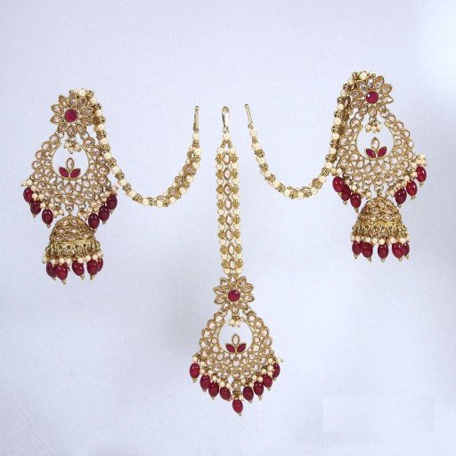 Exclusive Polki Jhumki And Tikka Set