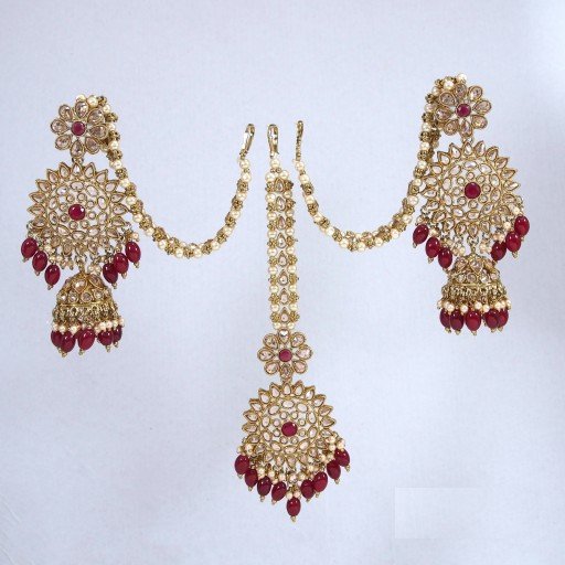 Fascinating Polki Jhumki And Tikka Set