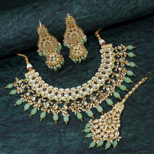 Attractive With Ethnic Work Kundan Necklace Set  