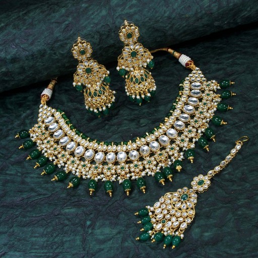Beautiful With Designer Stone Work Kundan Necklace Set  