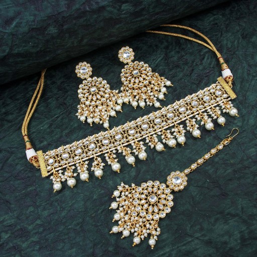 Beautiful With Designer Stone Work Kundan Necklace Set  