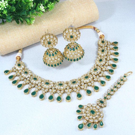 Exclusive With Designer Stone Work Kundan Necklace Set  