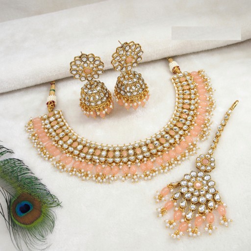 Antique With Traditional Work Kundan Necklace Set  