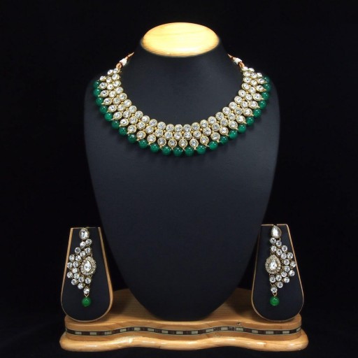 Rhinestones With Desirable Traditional Work Necklace Set