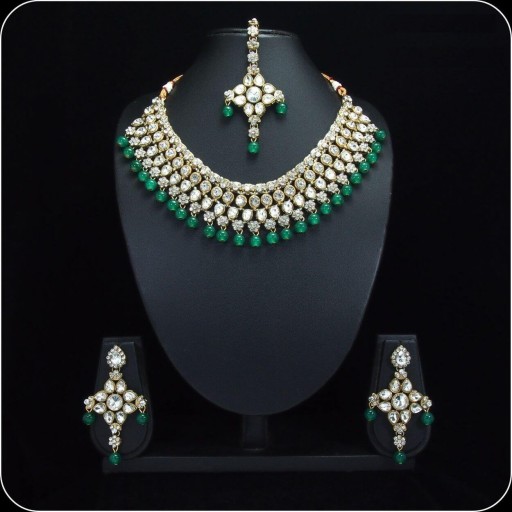 Rhinestones With Charismatic Traditional Work Necklace Set