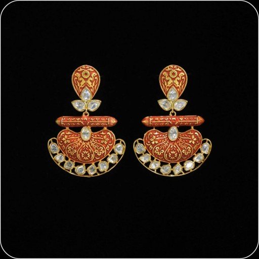 Pleasant Brass Made CZ And Kundan Stone Work Mint Meena Earrings