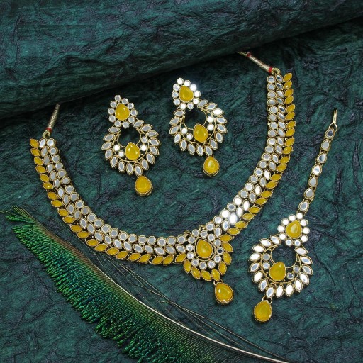 Captivating With Mirror Work Mirror Necklace Set Studded With Mirror