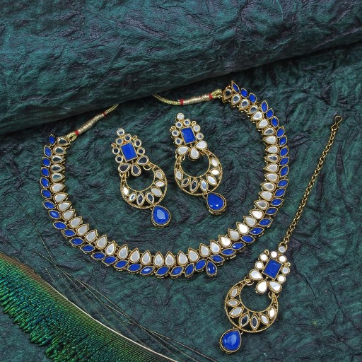 Charismatic With Mirror Work Mirror Necklace Set Embellished With Mirror