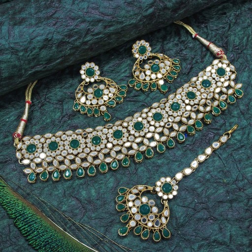Exclusive With Mirror Work Mirror Necklace Set Decorated With Mirror