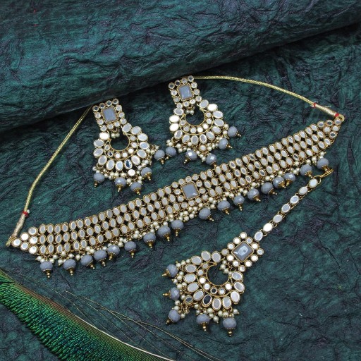 Fascinating With Mirror Work Mirror Necklace Set Adorned With Mirror