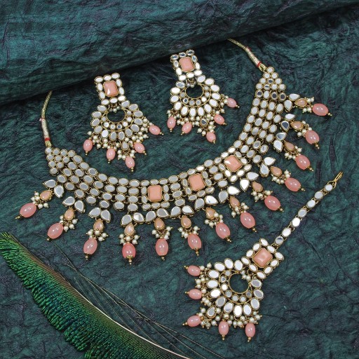 Marvellous With Mirror Work Mirror Necklace Set Studded With Mirror