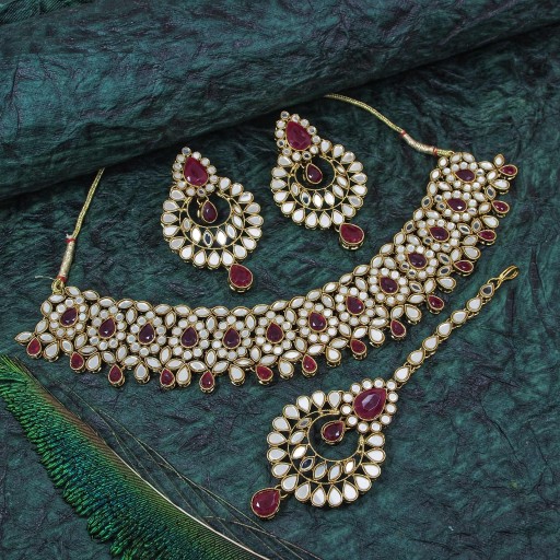 Pleasant With Mirror Work Mirror Necklace Set Embellished With Mirror