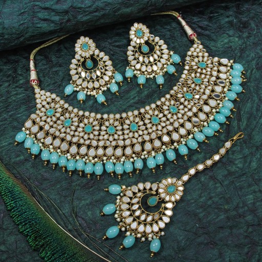 Resplendent With Mirror Work Mirror Necklace Set Studded With Mirror