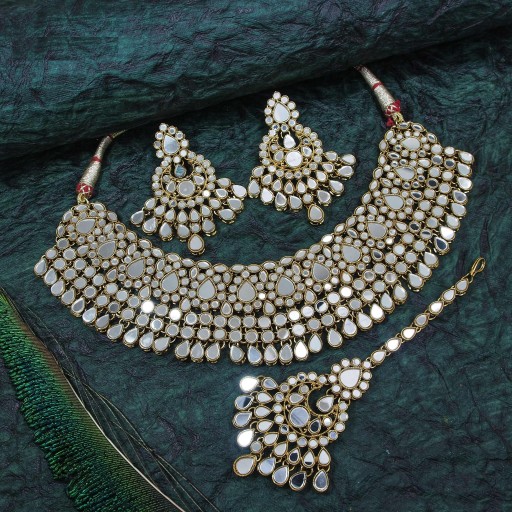 Stunning With Mirror Work Mirror Necklace Set Embellished With Mirror
