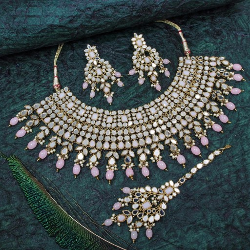 Desirable With Mirror Work Mirror Necklace Set Adorned With Mirror